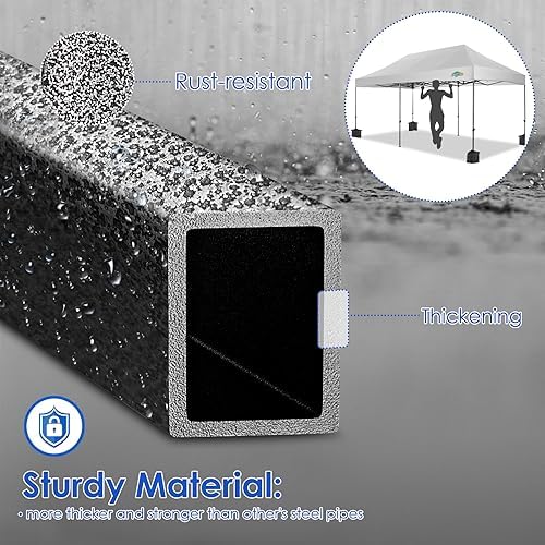 COBIZI 10x20 Heavy Duty Pop up Canopy Tent with 6 sidewalls Easy Up Commercial Outdoor Wedding Party Tents for Parties All Season Wind & Waterproof Gazebo Roller Bag,White(Frame Thickened)