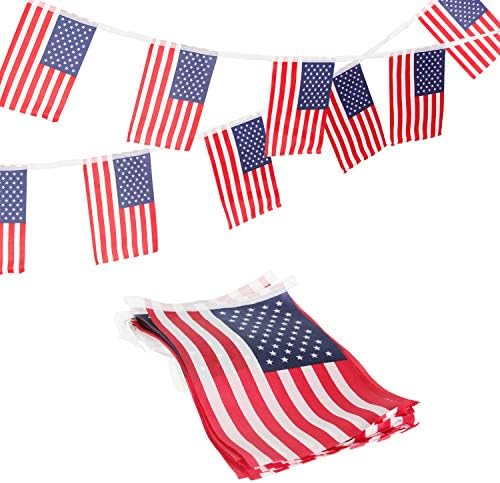 American Flag, DDMY American Flags for Outside Decor 36 Feet 40 Flags USA Flag Banner, American Flag Banner Perfect for Memorial Day/4th of July Independence Day/Patriotic Events/Labor Day Decor