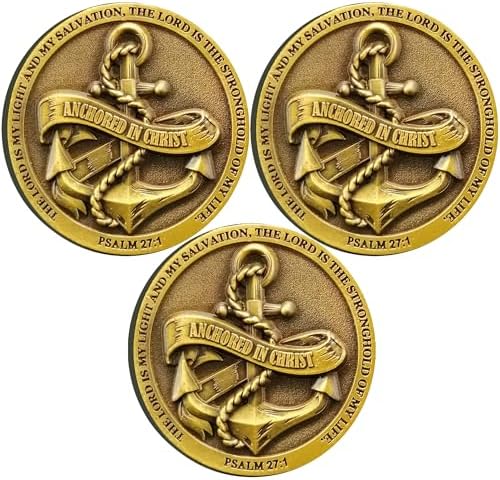 Anchored in Christ Challenge Coin A Symbol of Faith and Strength Christian Pocket Hug Token (Pack of 3)