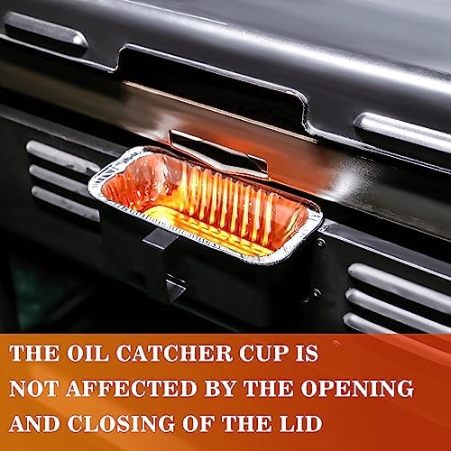 GRISUN Grease Catcher for Blackstone Griddle 17, 22, 28, 30 & 36 inches, 20 Pack Grease Cup Liners, Disposable foil drip Pans for Blackstone Flat Top Grill, Grill Accessories Kit, 3 Different Hooks
