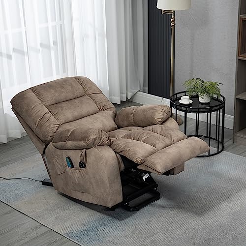 FANYE Electric Power Lift Recliner Chair for Elderly with Massage and Heat, Microfiber Upholstery 3 Positions Adjustable Standard Size Armchair W/ 2 Remote Controllers & Side Pockets