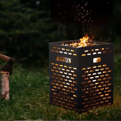 Aoxun 63 Gallon Ultra Thick Burn Barrel for Yard Waste - Heavy Duty Outdoor Incinerator Drum with Burn Cage for Paper, Leaves, Trash & Wood (30 Inch)