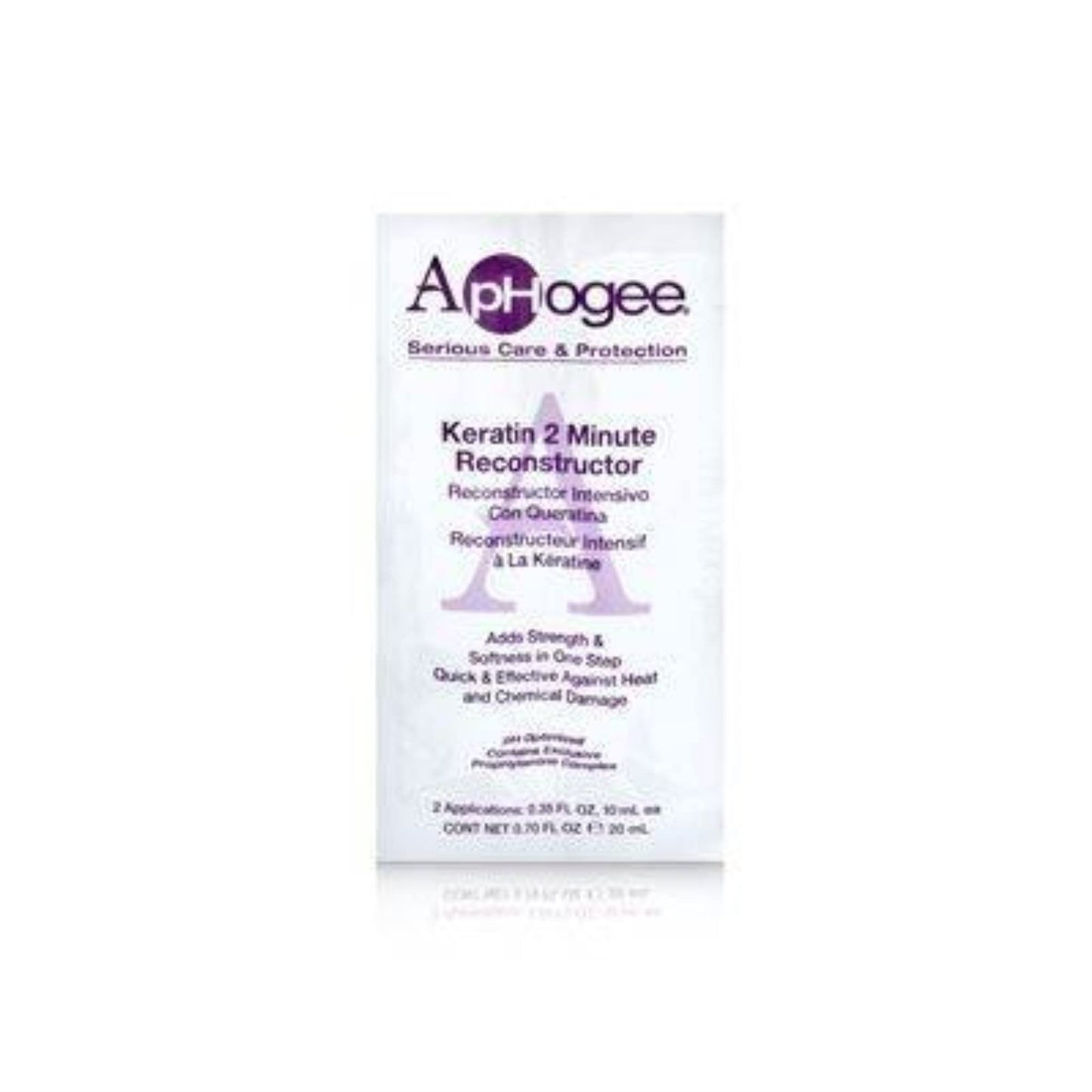 APHOGEE Intensive Two Minute Keratin Reconstructor Restores Softness & Elasticity & Repairs Damaged Hair 0.35oz/10ml (Quantity: 2 Applications)