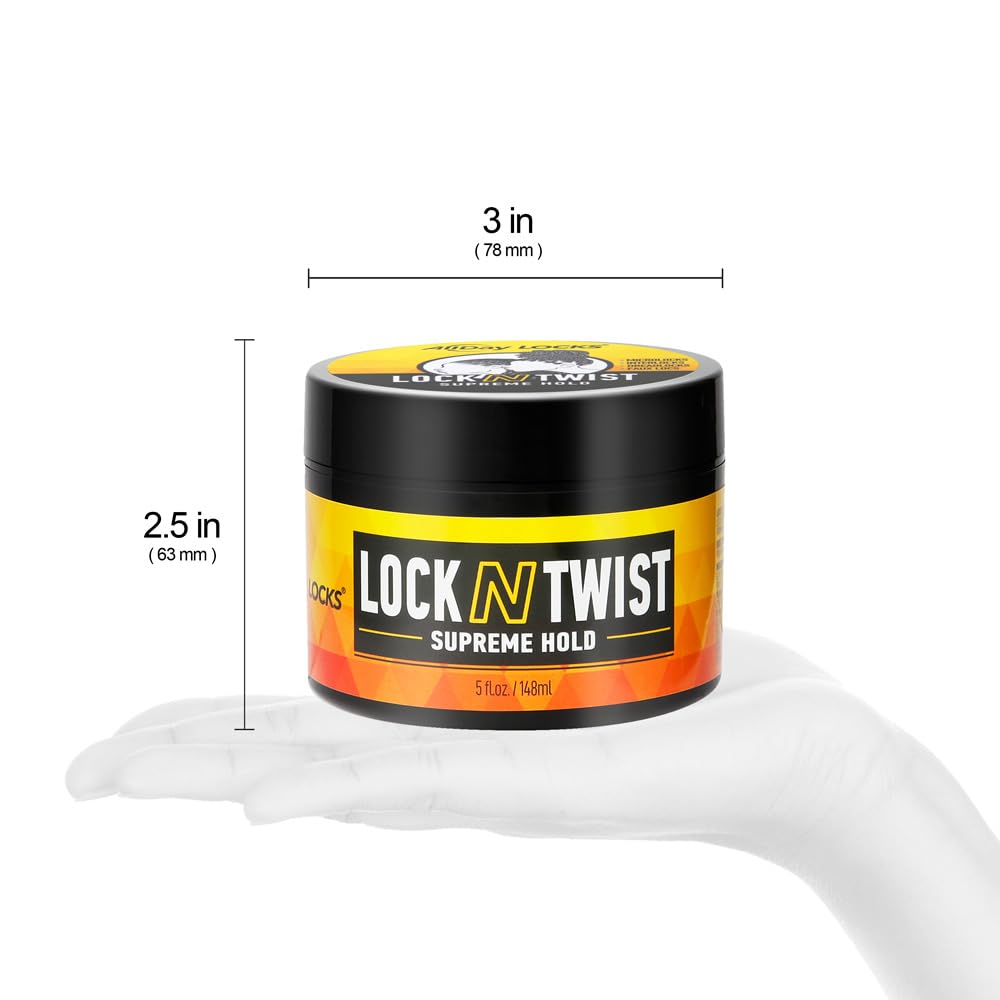 AllDay Locks Lock N Twist | Locking Gel, Re-Twist Locks, Supreme Hold | Smooths & Tames Frizz, Flake Free, Soft Finish | 5 oz