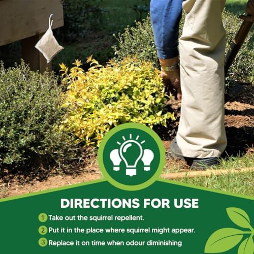 Squirrel Repellent Outdoor, Chipmunk Repellent, Squirrels Repellant for Garden, Chipmunk Deterrent for Attic, Keep Squirrel Out of Cars for, Repellants Squirrels for Plant & Bird Feeder-8P