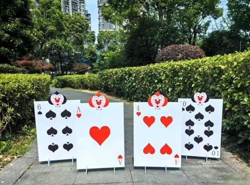 Alice Party Decorations Wonderland Party Decor,Queen of Hearts Accessories 4pcs Queen's Soldiers Yard Signs with Stakes AliceThemed Party Decor Large Lawn Garden Sign Indoor Outdoor