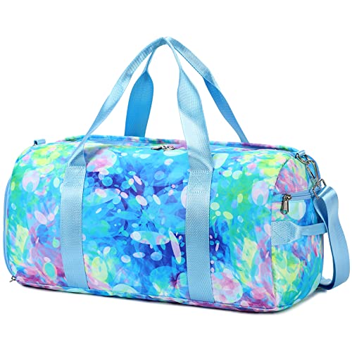 BLUBOON Duffle Bag Girls Kids Cute Gym Bag with Shoes Compartment & Wet Separation Waterproof Sports Overnight Travel Bag