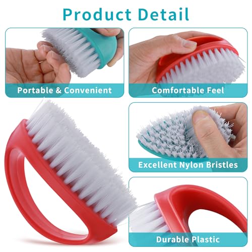 Amaxiu Hand Nail Brushes, 2pcs Grip Clean Heavy Duty Nail Brushes for Cleaning Fingernails Nylon Firm Stiff Bristles Deep Clean Scrubber for Mechanics Gardeners Hand Under Nails Toes(Red, Blue)