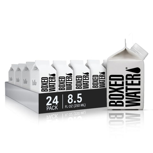 Boxed Water 8.5 oz. (24 Pack) – Purified Drinking Water in Boxes, BPA-Free, Refillable Cartons, Sustainable Alternative to Plastic Bottled Water, Mini Water for Kids