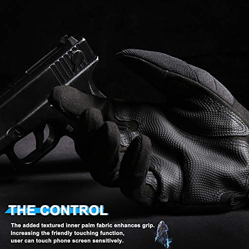 WTACTFUL Touchscreen Motorcycle Tactical Gloves for Men for Airsoft Paintball Cycling Motorbike MTB Bike ATV Hunting Hiking Riding Work Outdoor Sport Work Gloves Black Small