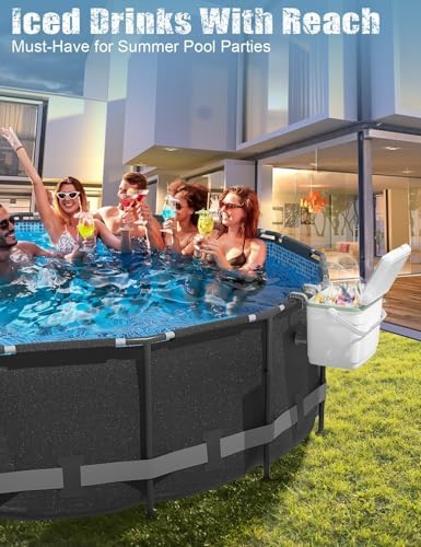 Pool Cooler with 2 Ice Pack – 22L Extra-Large Insulated Hanging Cooler for Above-Ground Pools, Fits Intex Bestway etc, Holds 24 Cans, Keeps Ice 3X Longer, Ideal for Poolside Camping & Outdoor Parties