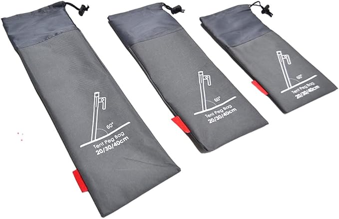 3 Pieces Outdoor Tent peg Storage Bag Camp Accesorries Bag Camping Tent Stakes Sleeve (L, M, S)