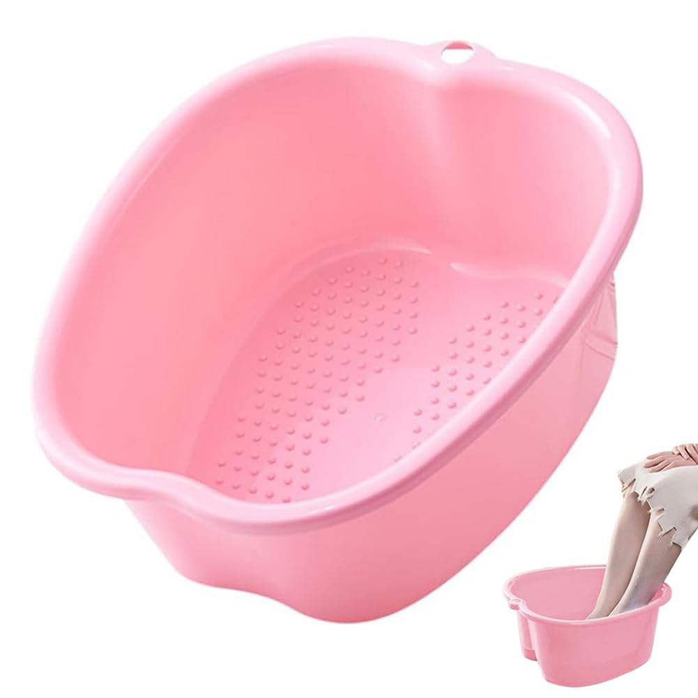Chpbolly Foot Soaking Tub Large Size Foot Basin Sturdy Soaking Feet Bucket Massager Tub Exfoliation Callus Pedicure Foot Spa Bath Bucket for Women and Men (Pink)