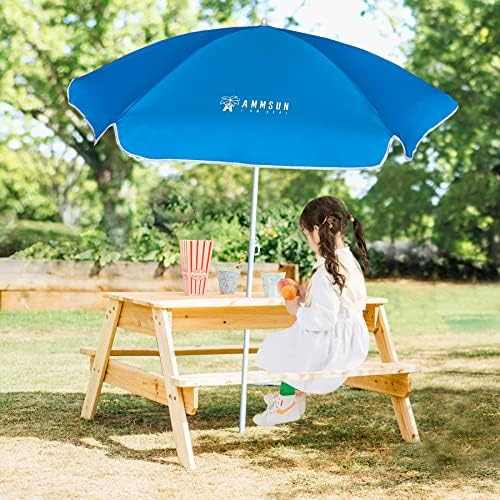 AMMSUN 5ft Seaside Beach Umbrella for Sand and Water Table - Kids Durable Umbrellas for children Beach Camping Garden Outdoor Play Shade