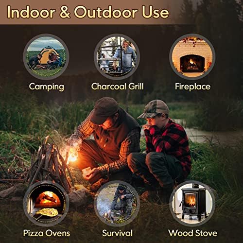 TIFMI Fire Starter - 60 Pcs Fire Starters Kit for Campfires, Fireplace, Grill, Wood & Pellet Stove, Fire Pit, BBQ, Survival, ooni Pizza Ovens, Water Resistant and Odorless Safe for Indoor/Outdoor Use