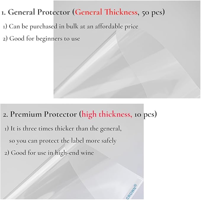 Cabernet Size Wine Label Protector Saver Film - 50 Pieces, 0.3mm Thickness Transparent Wine Label Film for Wine Label Protection Double Sided Sticker Wine Wedding Celebration Present