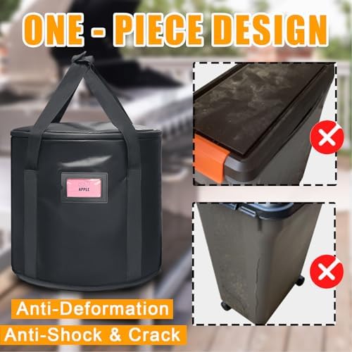 32LBS Wood Pellet Storage Containers for Smoker,Stay Dry Wood Pellets Storage Bin Compatible With Traeger/pit boss Pellet,Portable charcoal storage container bin feature Anti-Shock & Crack