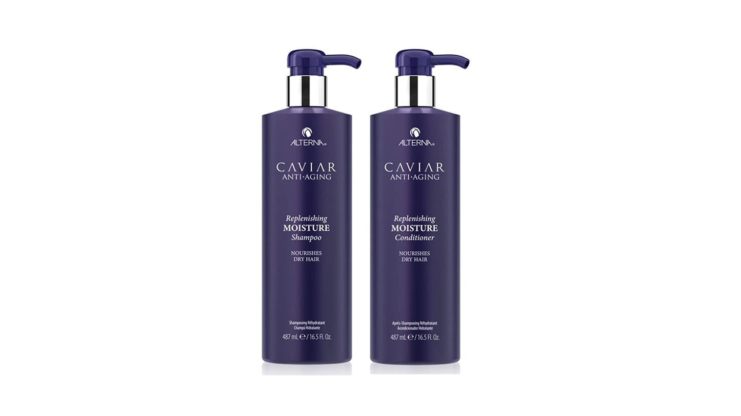 Alterna Haircare CAVIAR Anti-Aging Replenishing Moisture Shampoo and Conditioner Jumbo Set, 16.5oz each | Protects, Restores and Hydrates | Sulfate Free