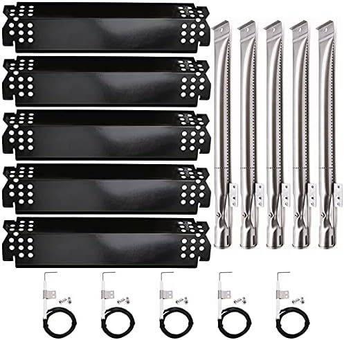 Grill Replacement Parts for Nexgrill 5 Burner 720-0888N, 720-0888, 720-0864, 720-0830H, Grill Heat Plate Shields, Burner Tubes and Ignition Electrodes for Nexgrill Replacement Parts 5 Burner