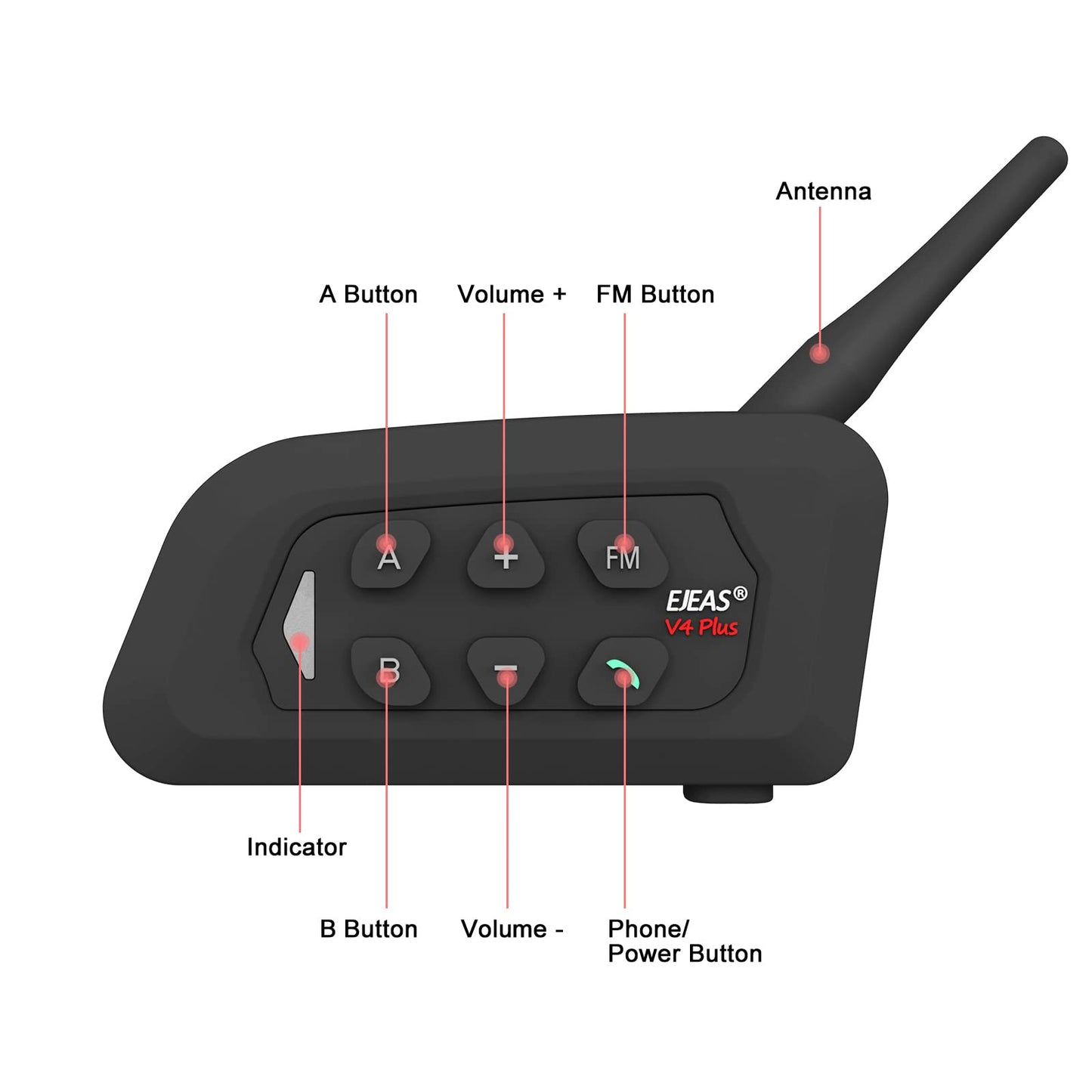 MIMIRACLE V4 Plus Motorcycle Helmet Bluetooth Intercom Headset, Up to 4 Riders 1500M IP65 Waterproof Motorbike Communication System for Skiing/ATV/Off Road -4 Pack