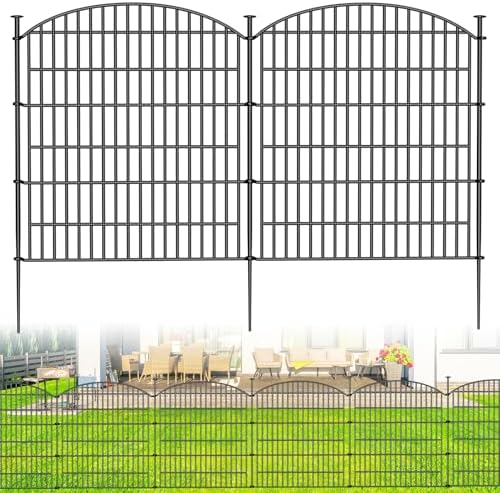 10 Panels Decorative Garden Fence - 32 in (H) x 23.6 ft (L) No Dig Dog Fence Outdoor for Yard, Rustproof Tall Garden Fencecing Panels, Animal Barrier Suitable for Yard Border, Patio, and Outdoor Use