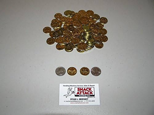 (100) Amusement Arcade Vending Machine 0.900" Tokens or Coins (Smaller Than Quarter) - New Brass Plated