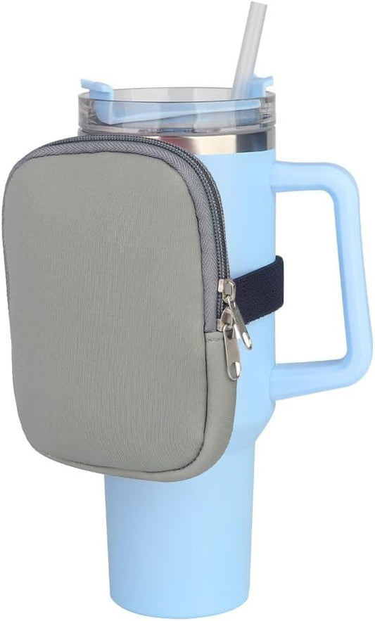 1 Pack Water Bottle Pouch Fit for Stanley Quencher Adventure 40oz Tumbler, Gym Water Bottle Pouch Running Water Bottle Handheld Caddy Compatible With Stanley Tumbler - Gray