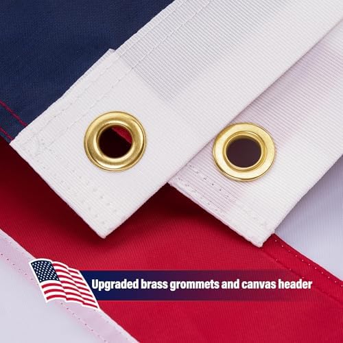 American Flag 3x5 ft for Outside, Heavy Duty USA Longest Lasting, Tough 210D US Flags with Embroidered Stars, Sewn Stripes, Brass Grommets, Indoor/Outdoor All Weather Use