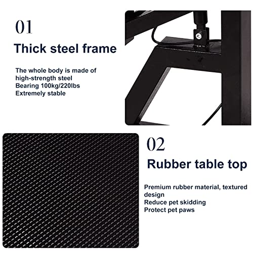 Hydraulic Pet Dog Grooming Table,Heavy Duty w/Adjustable Arm&Noose,Range 29-40 Inch,Maximum Capacity Up to 220LBS (Round Table)