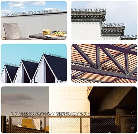 OFFO Black Bird Spikes Pre-Assembled for Pigeons Birds, Cover 24 Feet Durable Bird Spikes with Stainless Steel for Fence Roof Mailbox Window