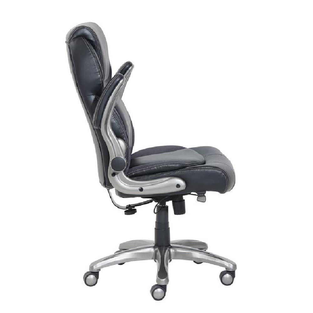 Amazon Basics Ergonomic High-Back Office Chair with Flip-Up Arms and Lumbar Support, 29.5"D x 27.5"W x 44.75"H, Black