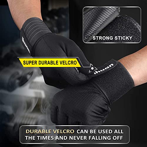 ihuan Workout Gloves for Men Full-Finger: Weight Lifting Gloves for Men, Gym Lifting Gloves Full Hand Gloves for Weightlifting, Deadlift