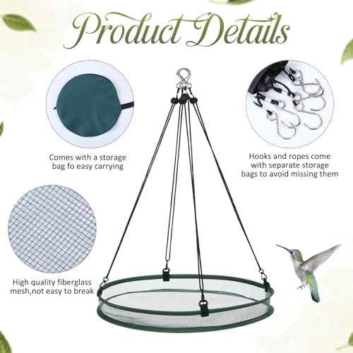 Universal Wild Bird Seed Catcher Hanging Hoop Platform Bird Seed Catcher Tray for Hummingbird Feeders Bee Feeder Outdoor Garden Accessories (2 Pieces,20 Inch)