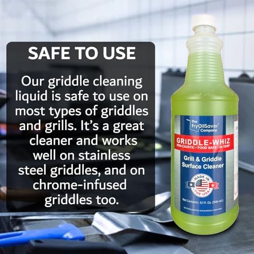 Griddle-Whiz 3pcs Cleaning Combo Kit, Grill Liquid Cleaner with Griddle Scraper & Scrubber Pad for Flat Top Grills & Blackstone Accesories, by FryOilSaver Co.