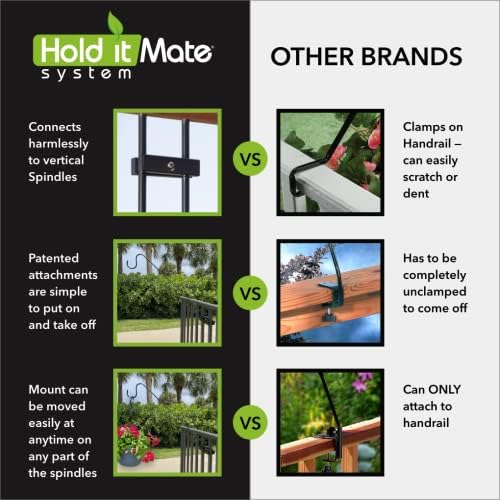 Long Hook Kits Ideal for Bird Feeders, Lighter Flower Baskets, Chimes, etc. for Vertical Spindled Deck Railings Only (34" Upright) Heavy Duty Hanger