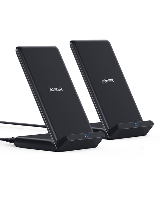 Anker 2 Pack 313 Wireless Charger (Stand), Qi-Certified for iPhone 16/16 Pro/16 Pro Max/15/14/13, 10W Fast-Charging Galaxy S23 S22 S21(No AC Adapter)