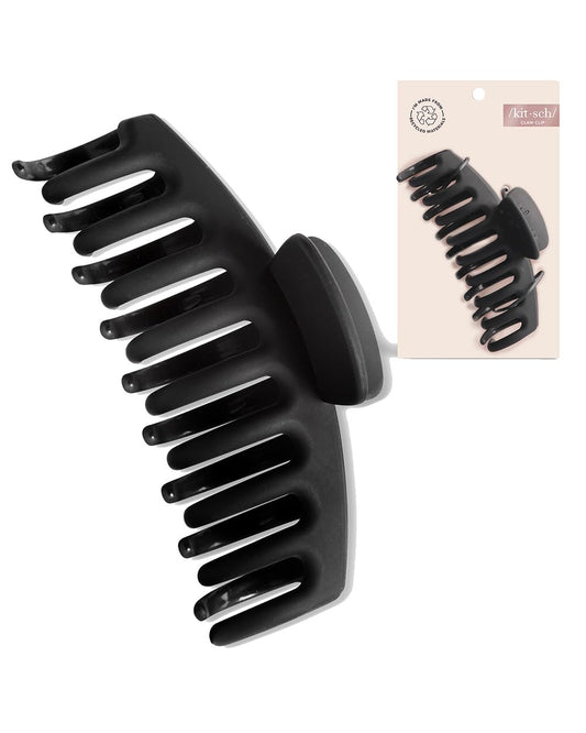 Kitsch Recycled Plastic Large Oversized Matte Hair Clips for Women, Big Claw Clips for Thick Hair, Girls (Black)