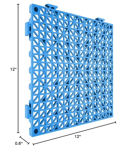 VEVOR Interlocking Tile 50PCS Blue, Drainage Tiles 12" x 12" Splicing, Soft PVC Interlocking Drainage Floor Tiles, Non-Slip Drainage Holes for Restroom, Bathroom, Kitchen, Pool, Wet Areas