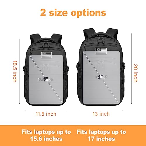 Wotony Military tactical backpack, backpack for men black tactical backpack small tactical backpack assault bag (Black, 18.5 inch)