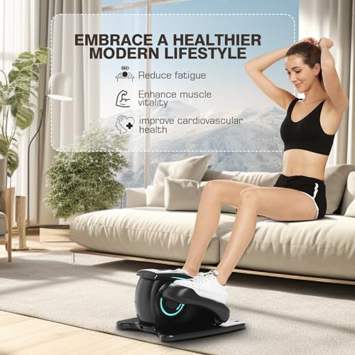 ANCHEER Under Desk Elliptical Machine, Leg Exercise Pro Machine Pedal Exerciser for Seniors as Seen on TV Portable Leg Exerciser While Sitting with Massage Pedal (Ice Blue)
