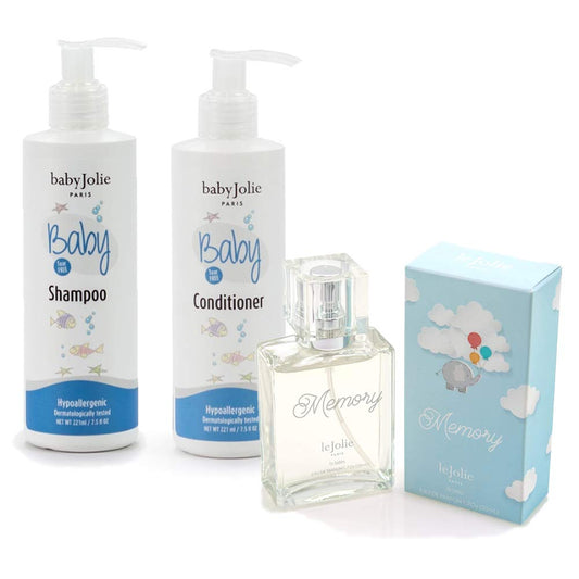 Baby Jolie Baby Shampoo 7.5Oz, Conditioner 7.5Oz and Memory Baby Perfume 1.7Oz Set for Babies and Toddlers - Tear Free, Alcohol Free, Dermatologist Approved