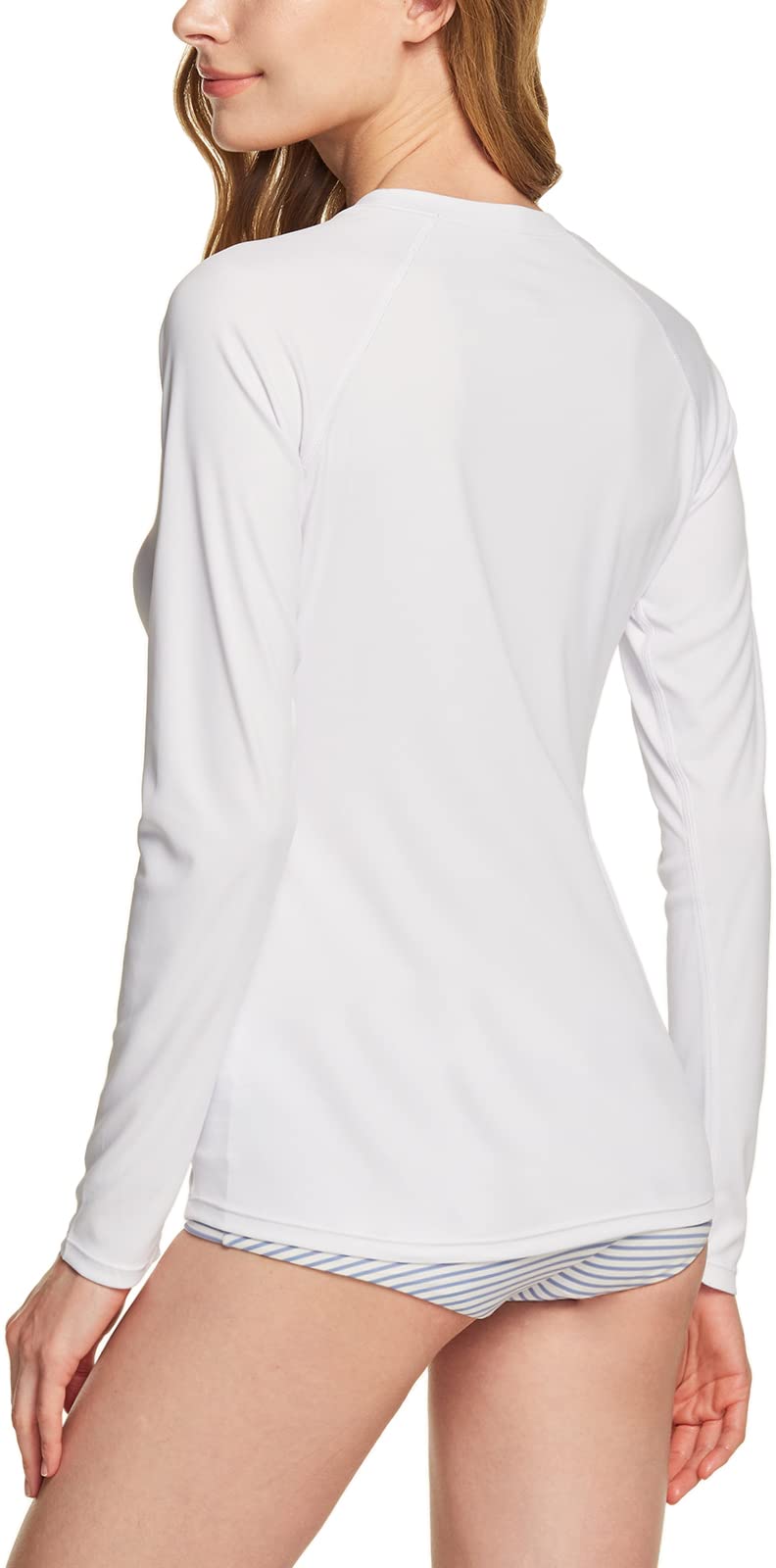 TSLA Women's UPF 50+ Long Sleeve Rash Guard Swim Shirts, UV Protection Sun Shirts, Regular-Fit Quick Dry Water Shirts, Sun Block Long White, X-Large