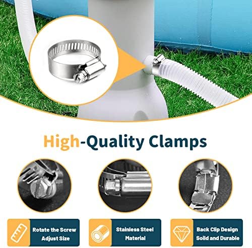 1.25" Pool Hose Replacement for Intex Pump - 59" Long Hose for Intex Filter Pump 607, 637, 1.25" Pool Connection Hose for Above Ground Pools 330GPH 530GPH 1000GPH Filter Pump (2 Hoses with 4 Clamps)