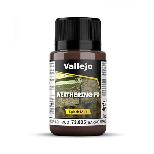 Vallejo - Weathering FX | Brown Splash Mud 40 ml. (1.35 fl.oz.) | Permanent Pigments and Water Based Acrylic Resins | Ideal for Miniatures, Scale Models & Dioramas