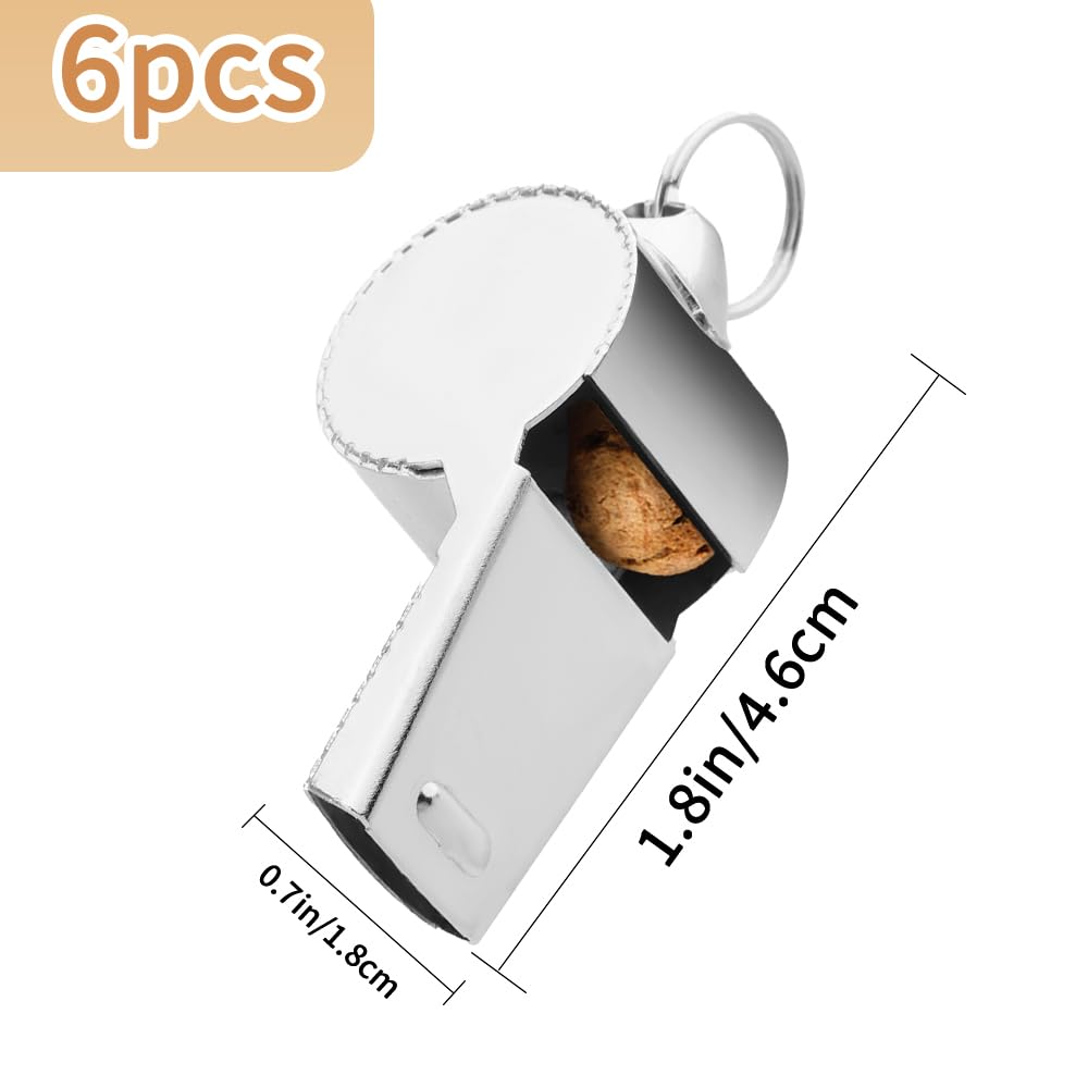 Bsofing 6 Pack Whistle, Referee Whistle, Whistle for Teachers, Coaches Whistle with Lanyard, Stainless Steel Sports Whistles, Loud Crisp Sound Whistles Great for Coaches, Referees, and Officials