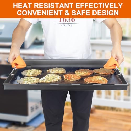 Full-Size Griddle Inserts for Weber Spirit I & II 200 Series Grills, Flat Top Grill Griddle for GS4 Spirit E-210 E-220 S-210 S-220, Rectangular Grill Insert Replacement for 7637 Grates