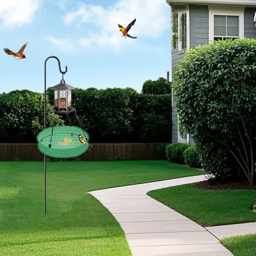 1-Pack Hanging Bird Seed Catcher Trays – 20" Diameter x 4" High, Green Spill Guard Platform for Bird Feeders, Outdoor Feeder Accessory
