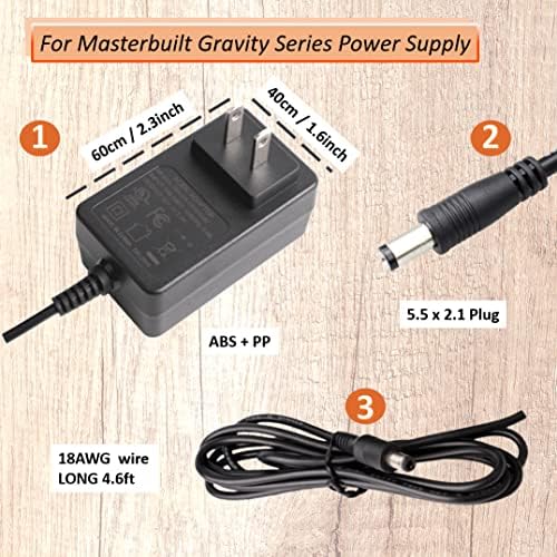 9004190216 - Power Adapter for Masterbuilt Gravity Series 560/800/1050 XL Digital Charcoal Grill and Smoker,Gravity Series Power Supply with 15 ft Long Cord