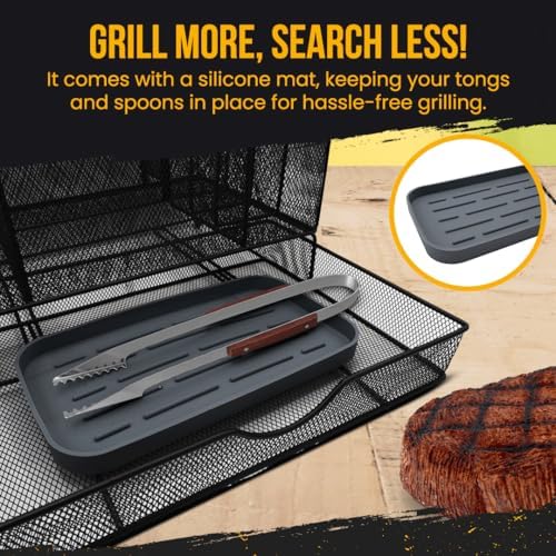 Grill Caddy for Outdoor Grill - Picnic Caddy for Outdoor Kitchen Accessories - BBQ Accessories Basket