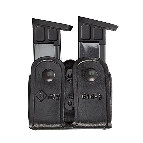 Aker Leather 616 Carry Comp II, Double Magazine Pouch, Black, Double Stack .45 Caliber